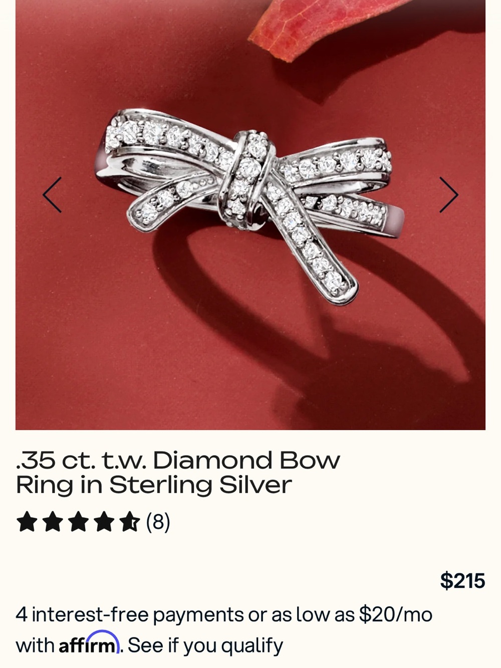 Diamond Sterling Silver Bow Ring